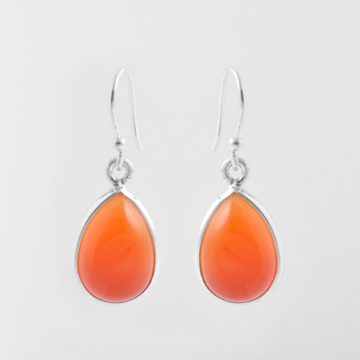 Silver Earring With Carnelian