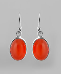 Silver Earring With Carnelian