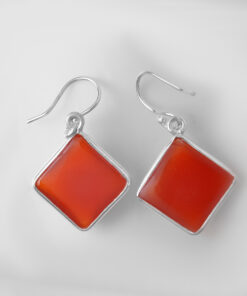 Silver Earring With Carnelian