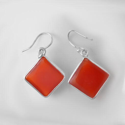 Silver Earring With Carnelian