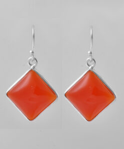 Silver Earring With Carnelian