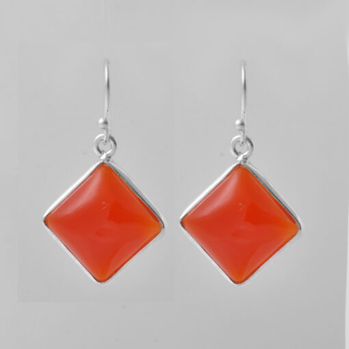 Silver Earring With Carnelian