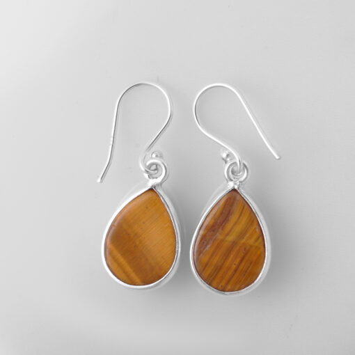 Silver Earring With Tiger Eye