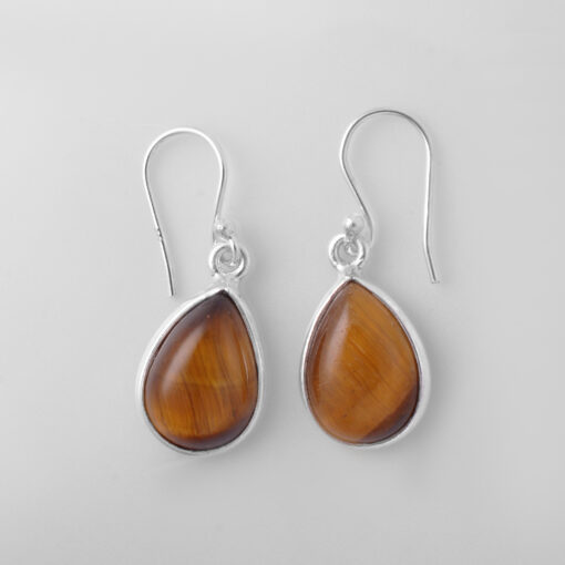 Silver Earring With Tiger Eye